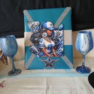 Blue and Silver Mixed Media Art by